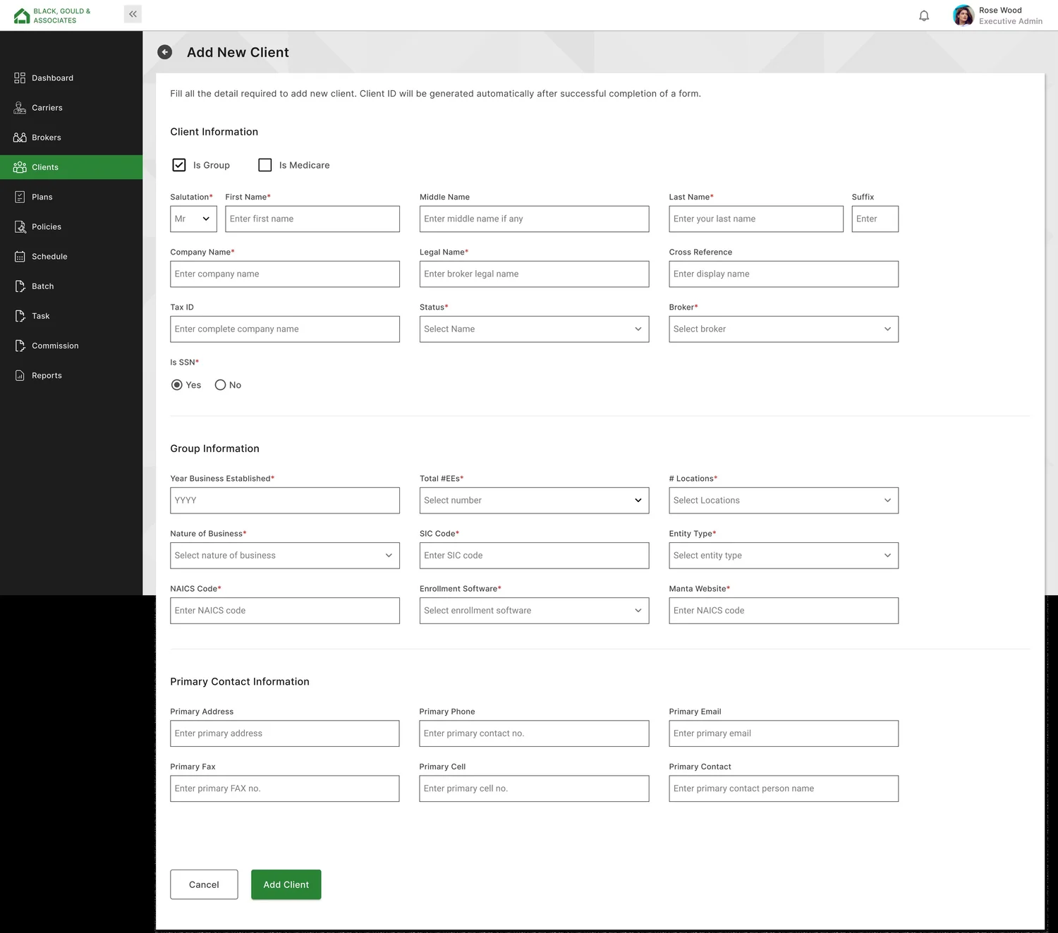 AGB — Adding a client