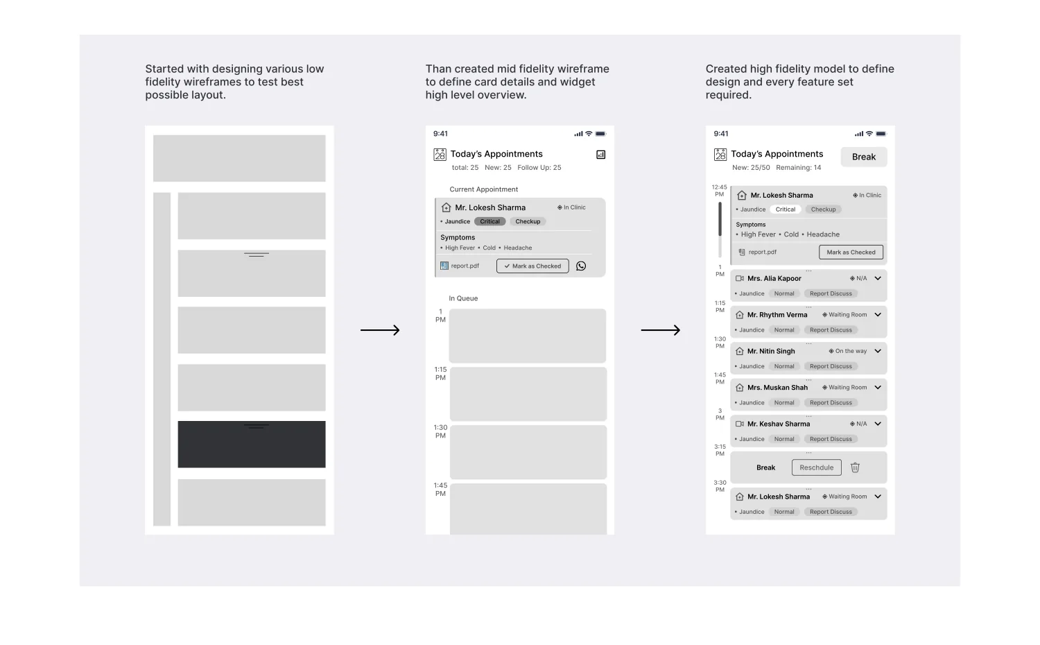 Appointment widget — Three passes in grey