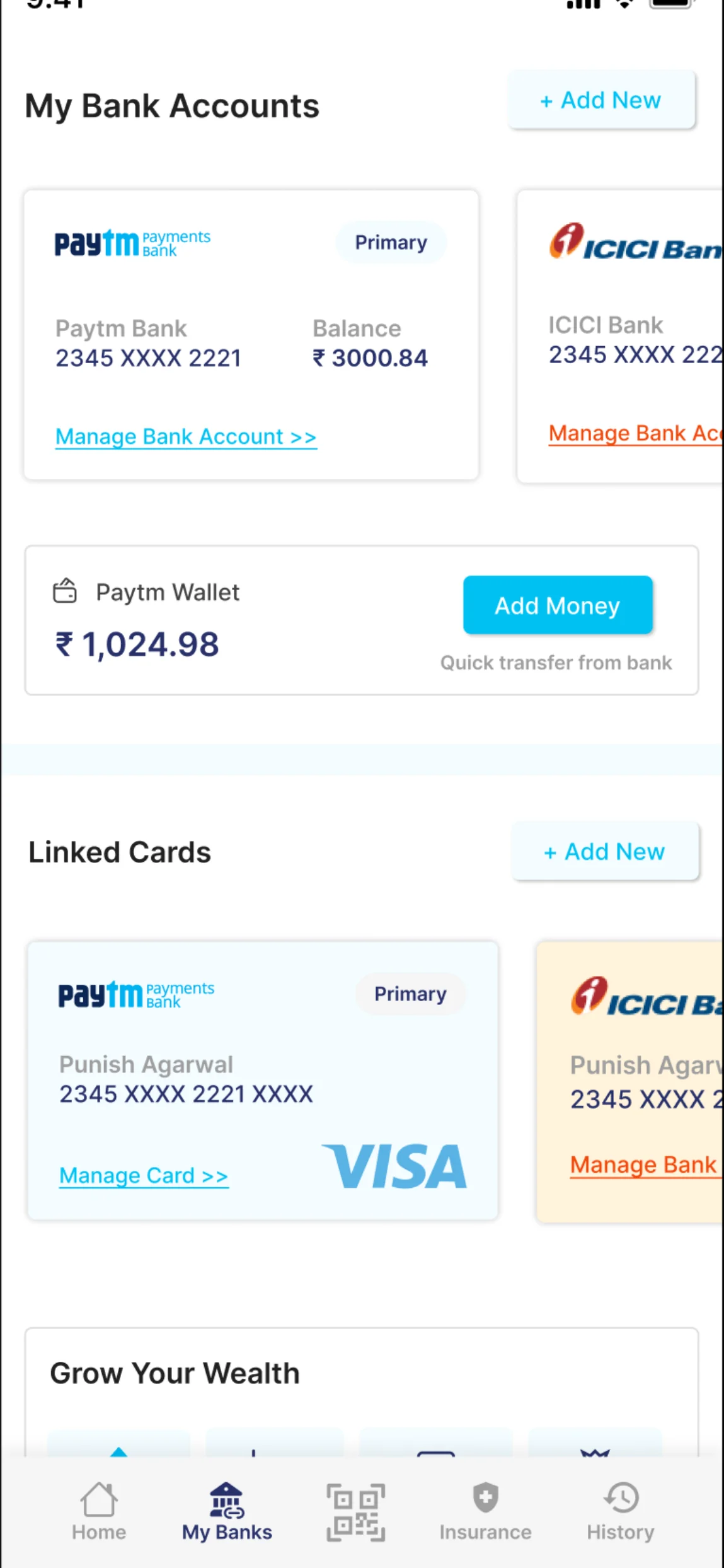 Paytm — Accounts and cards, in one place