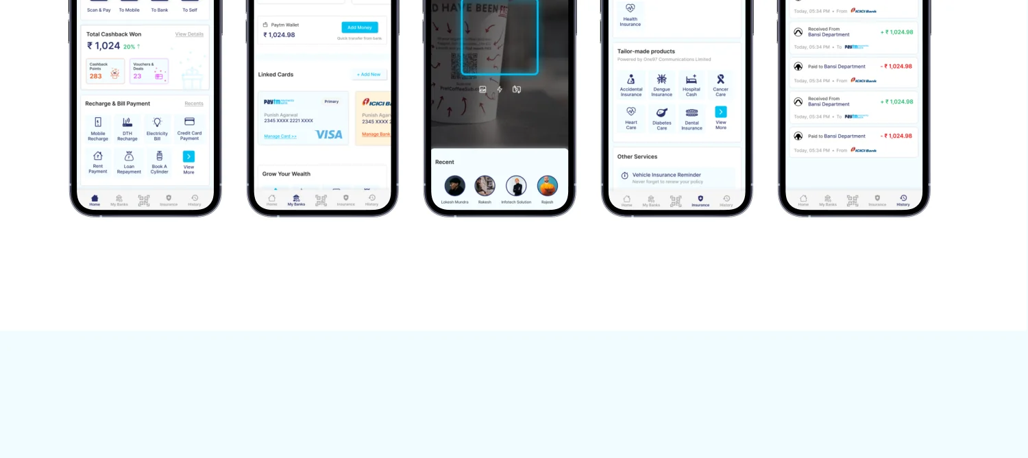 Paytm — The finished screens
