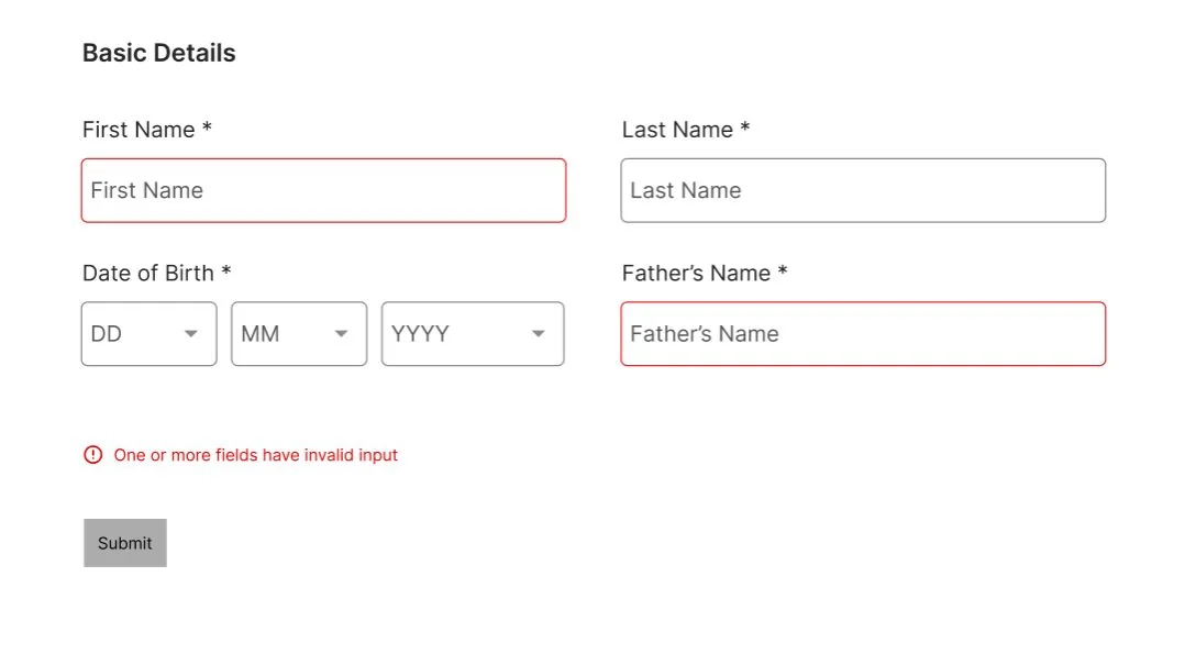 Travel booking — The same rule, across a section