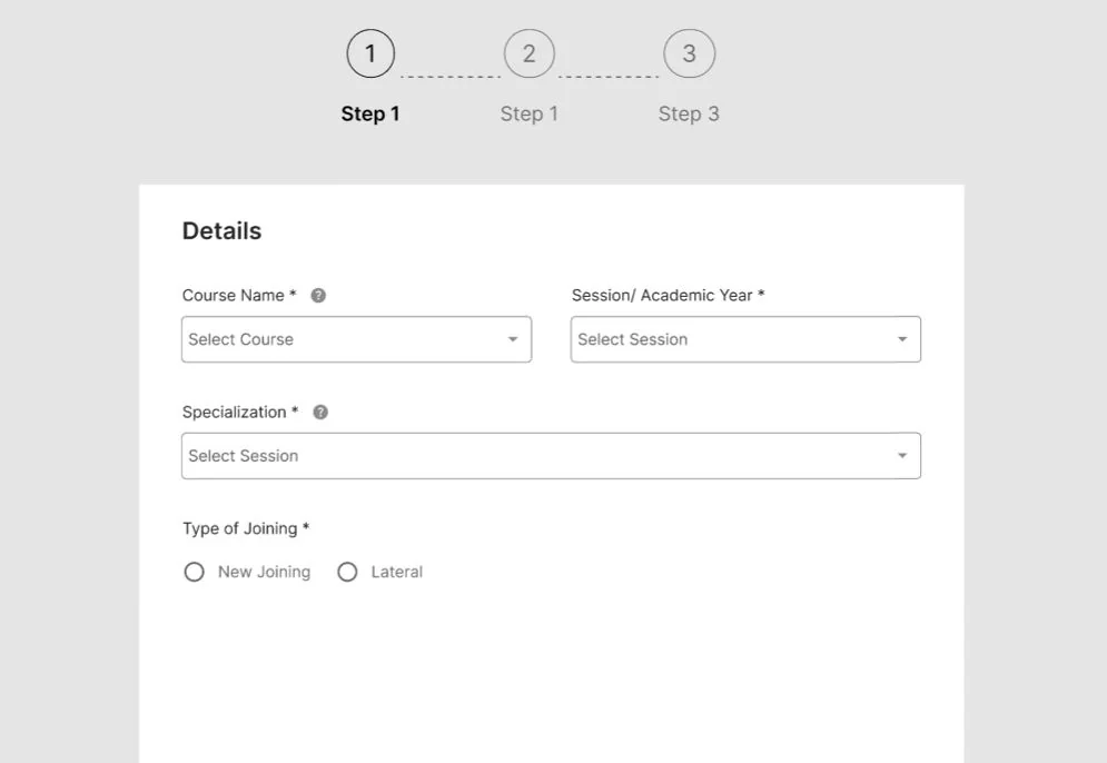 Travel booking — Three steps, position always visible
