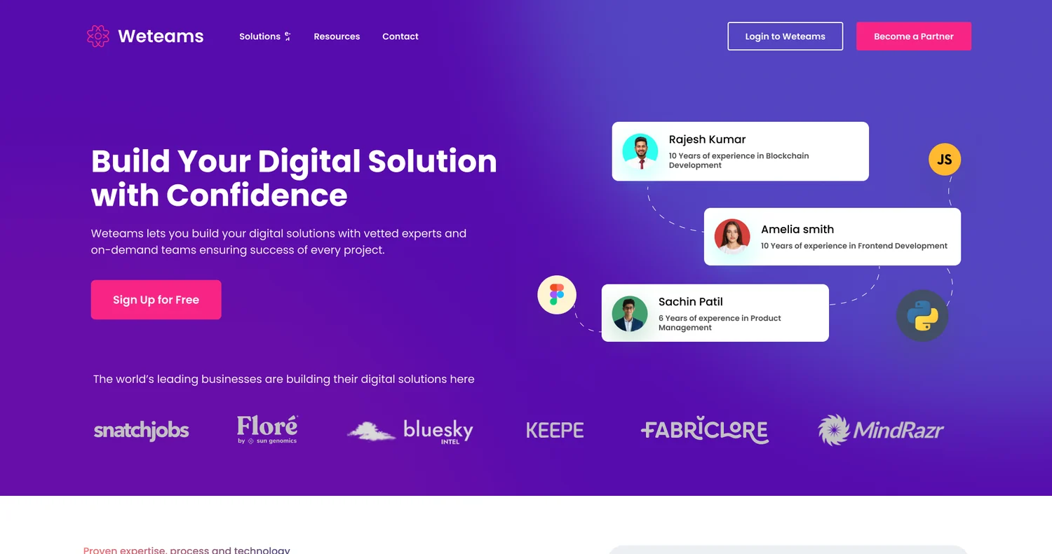 Weteams — interface designed by Tagthose