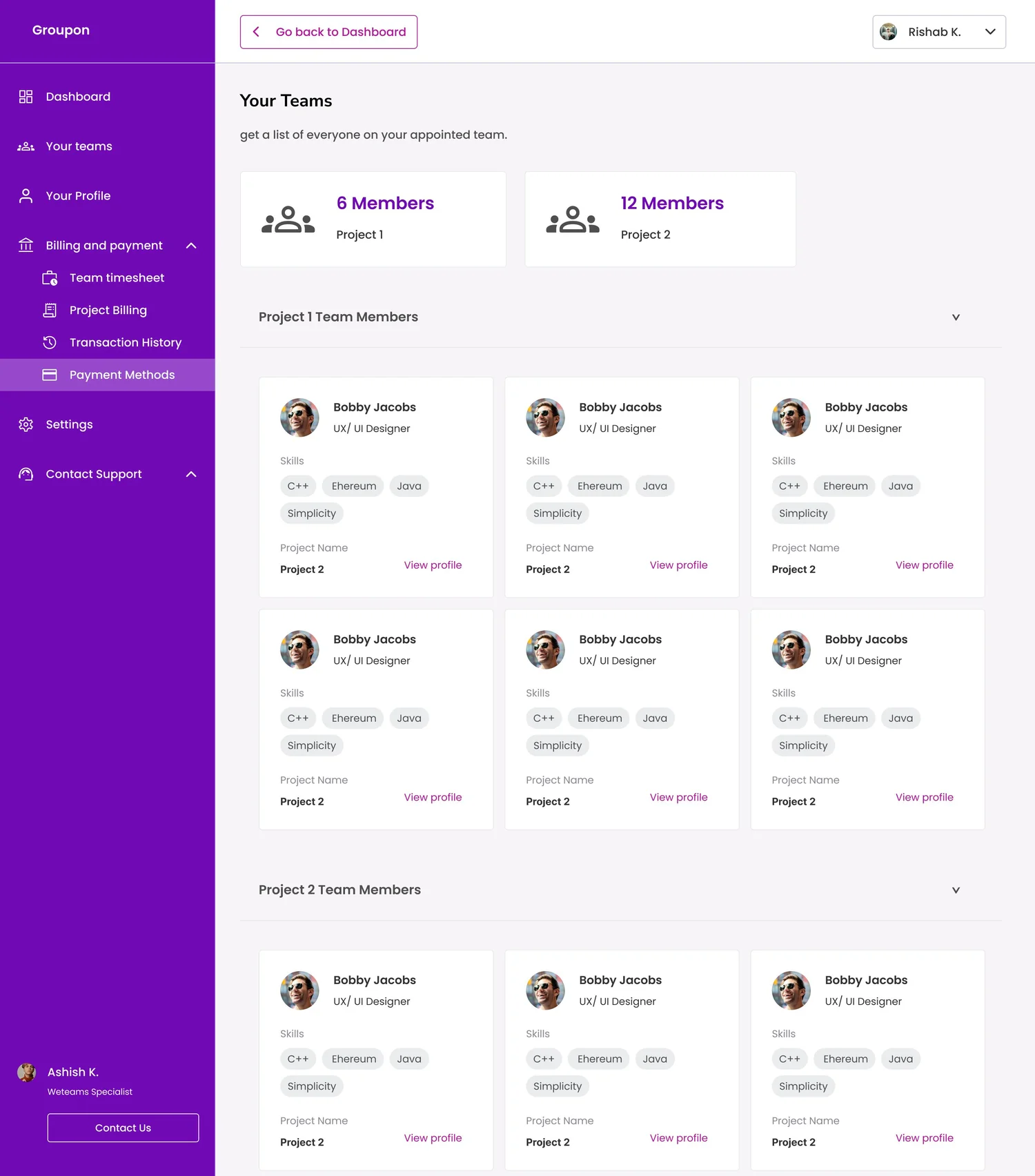Weteams — Teams, across projects