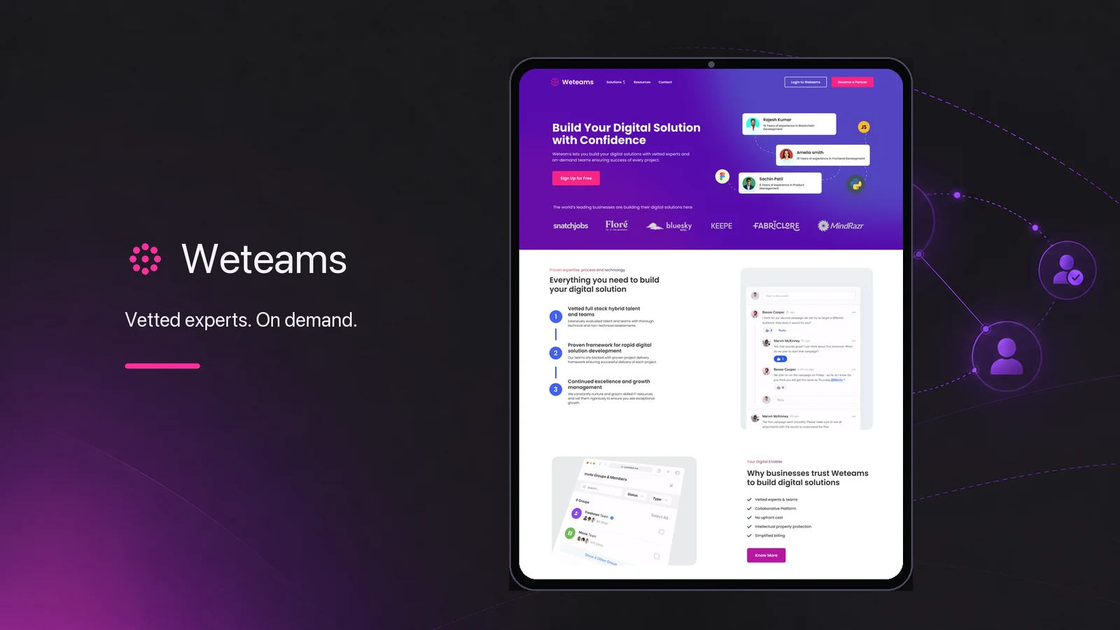 Weteams — product design work by Tagthose